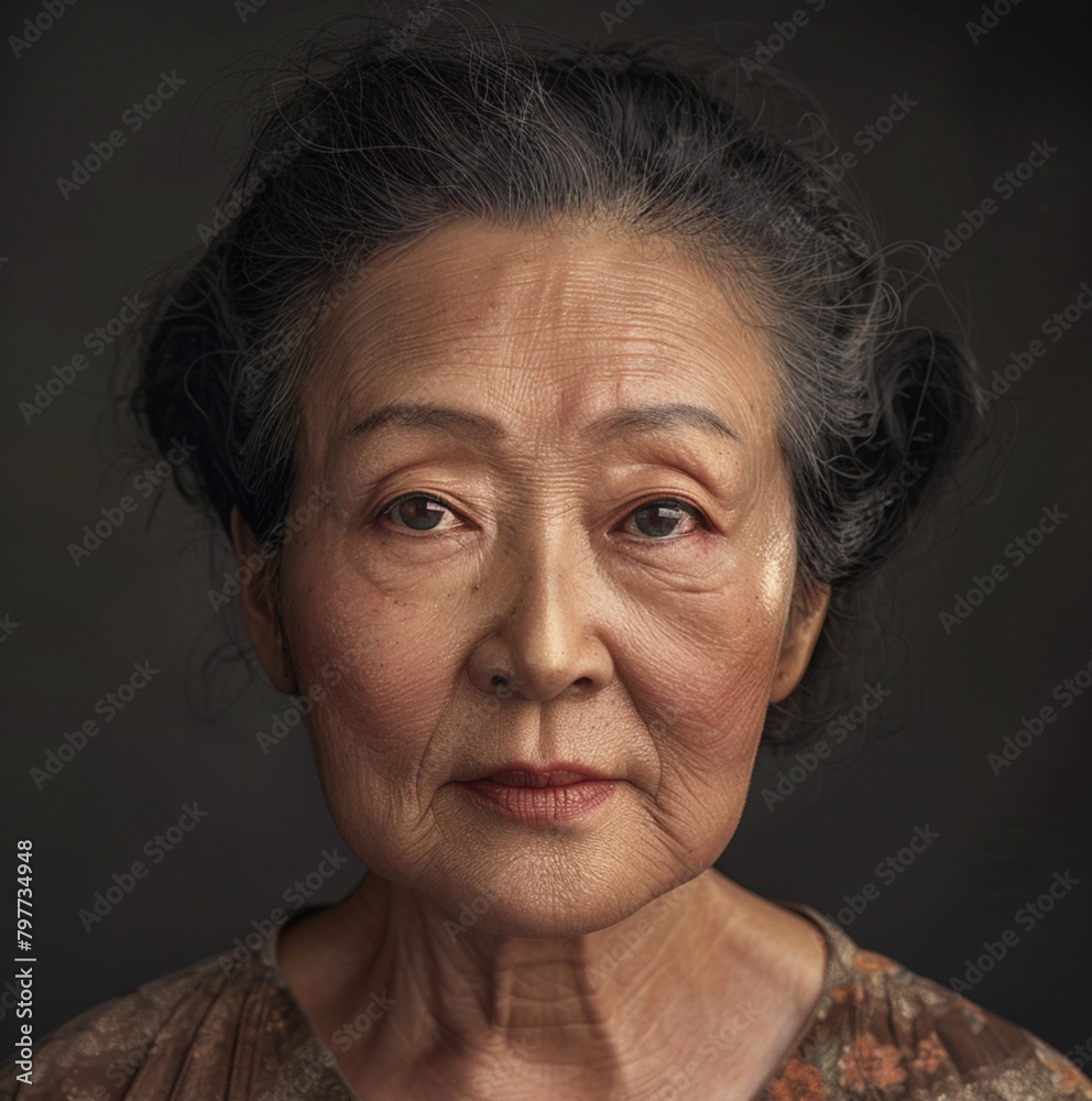 head shot of mid 50s women of Irish and Japanese descent head shot of mid 50s women of Irish and Japanese descent