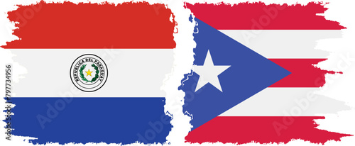 Free Download Puerto Rico and Paraguay grunge flags connection vector - GFXLoad