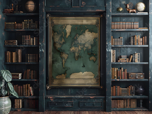 Ancient Tomes and Gothic Elements: White Frame Mockup in Vampire's Study