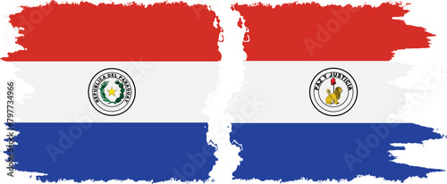 Paraguay and Paraguay grunge flags connection vector