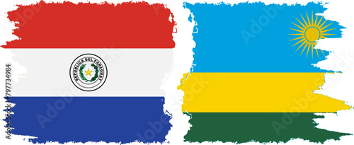 Rwandan and Paraguay grunge flags connection vector