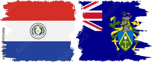 Free Download Pitcairn Islands and Paraguay grunge flags connection vector - GFXLoad