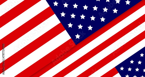 Image of flag of usa over statue of liberty on black background