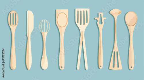 Natural kitchen utensils on color background. Zero wa photo