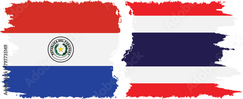 Thailand and Paraguay grunge flags connection vector photo