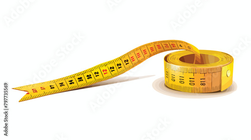 New yellow measuring tape isolated on white background