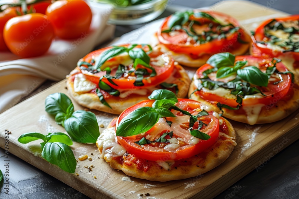 Baked Pizza Basil Bliss: Freshly Made Traditional Italian Delight
