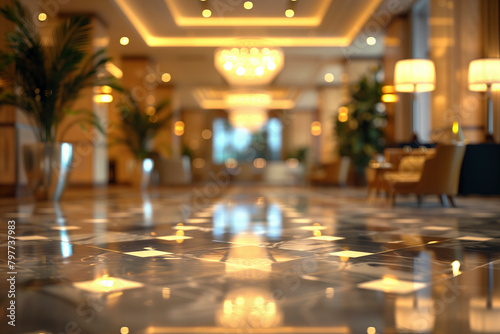 Abstract blur hotel lobby interior