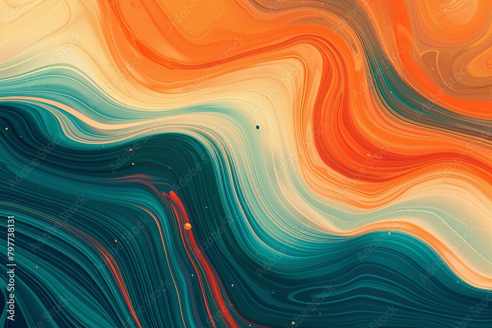 Creative Wave Pattern Music Cover: Liquid Texture Orange Teal Gradient - Psychedelic Retro Vibes Creative Wave Pattern Music Cover: Liquid Texture Orange Teal Gradient - Psychedelic Retro Vibes