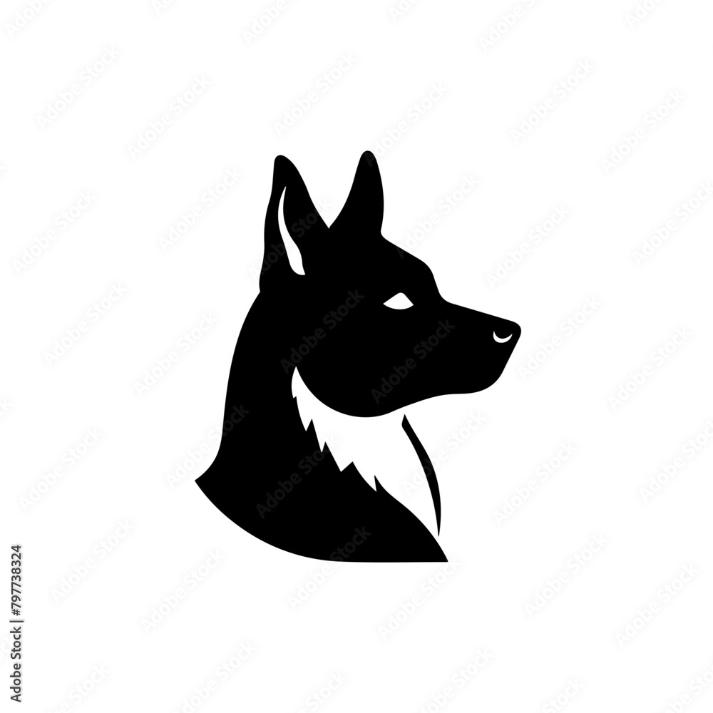 Aqua dog icon logo minimalist black on white 