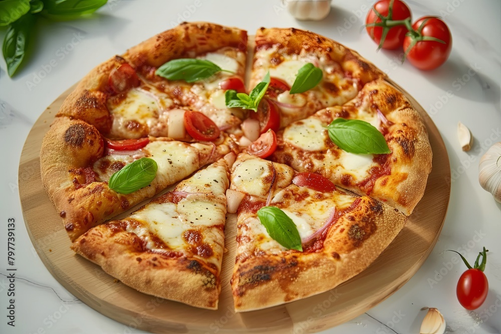 Cheesy Pizza Delight: Freshly Baked with Traditional Italian Flair