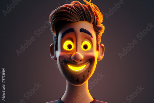 3d game character cartoon portrait glow effect