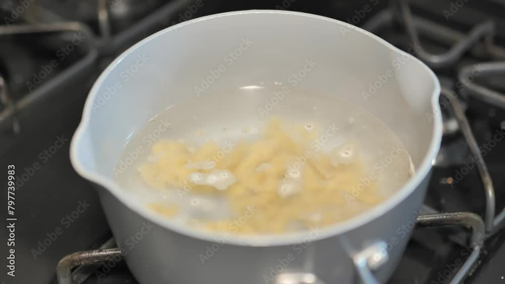 Pot on a stove top cooking pasta in boiling water Pot on a stove top cooking pasta in boiling water