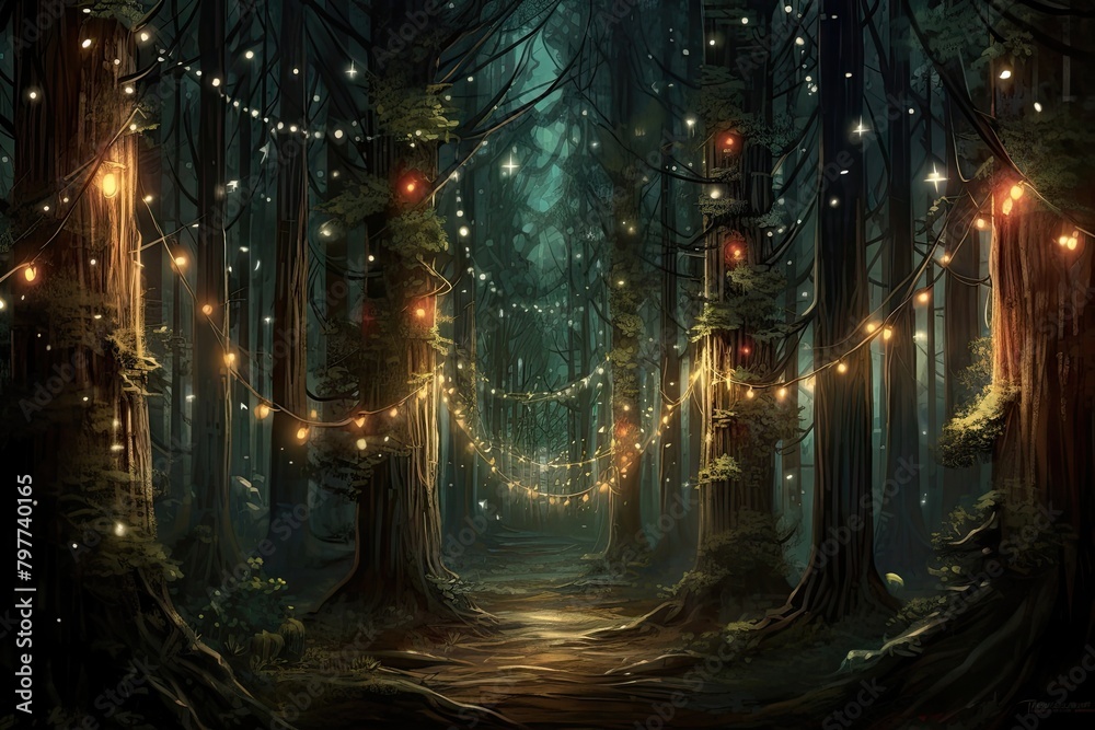 Magical forest tree woodland outdoors.