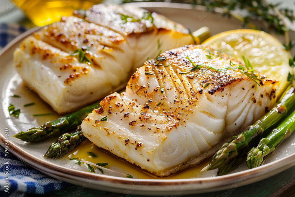 fish and asparagus on a plate, bright and airy photography fish and asparagus on a plate, bright and airy photography