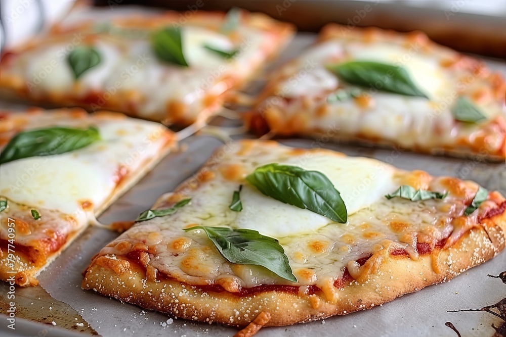 Fast and Delicious Margarita Pizza Bite with Fresh Basil: Traditional Italian Flavor on the Go