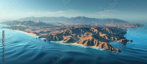 Stunning D Rendered Peninsula Landmass at the Edge of Tranquil Blue Ocean
