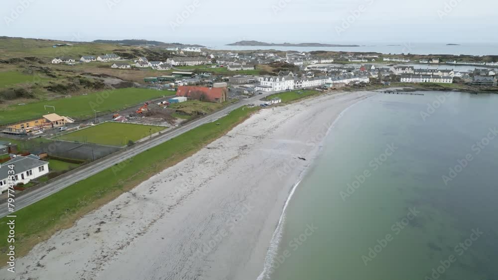 Aerial Beach View, With Port Ellen In Background, Islay, Scotland. Aerial Beach View, With Port Ellen In Background, Islay, Scotland.