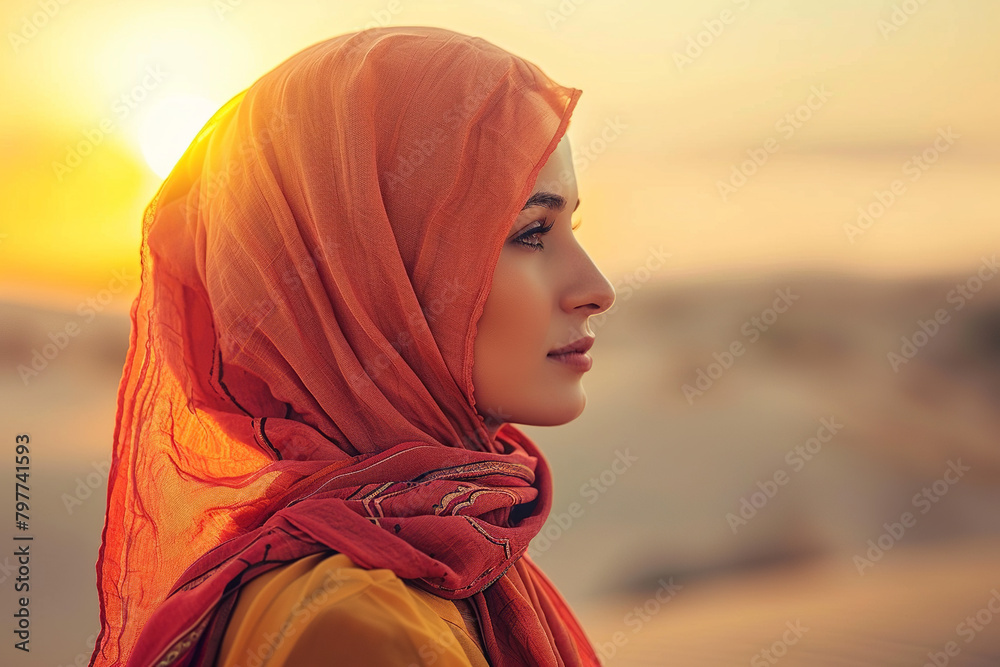 woman wearing hijab in the desert woman wearing hijab in the desert