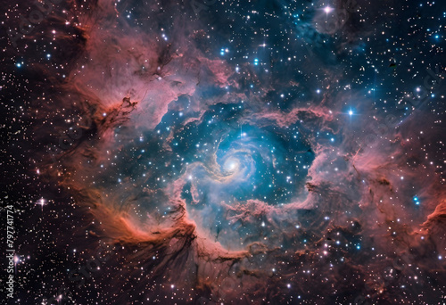 Eye of the Cosmos: Swirling Nebula and Star Formation in Deep Space