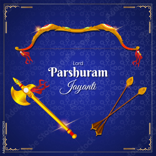 Vector illustration of Lord Parshuram Jayanti social media feed template photo