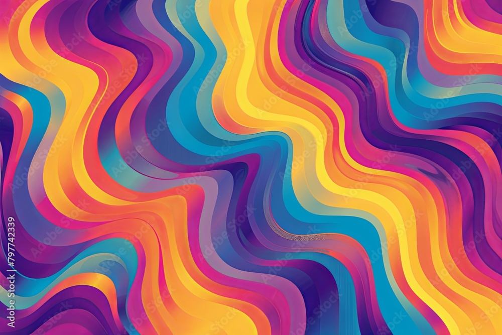 Psychedelic Gradient Flow: Funky Abstract 70s Vintage Retro Background