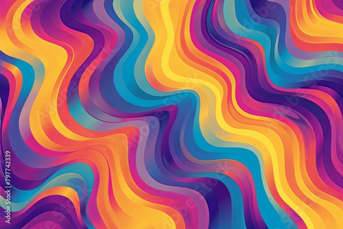 Psychedelic Gradient Flow: Funky Abstract 70s Vintage Retro Background