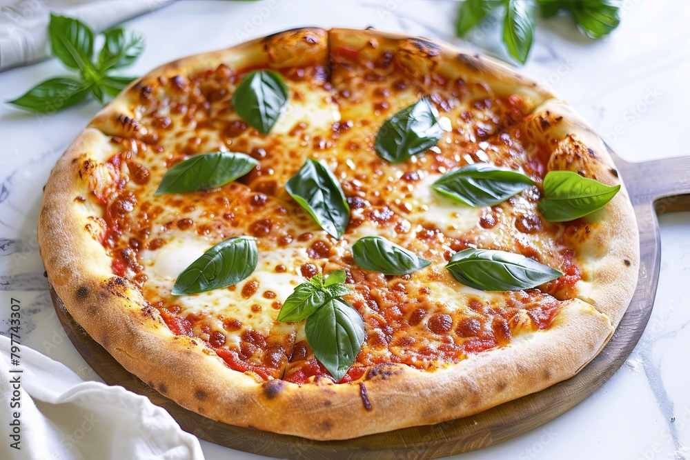Authentic Italian Margarita Pizza Recipe on Rustic Board: Freshly Baked Delight