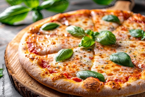 Authentic Italian Margarita Pizza Recipe: Hot & Fresh Cheesy Delight on Wooden Presentation