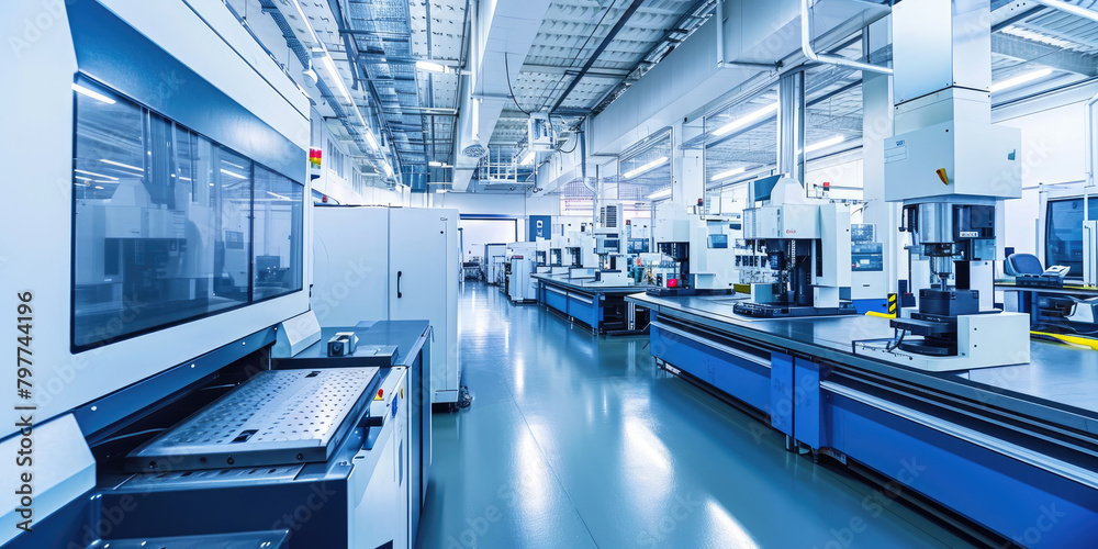 Fototapeta premium A modern factory with high - tech milling machines 