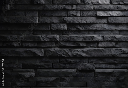 Charcoal Black Stone Wall Texture - Modern Dark Background