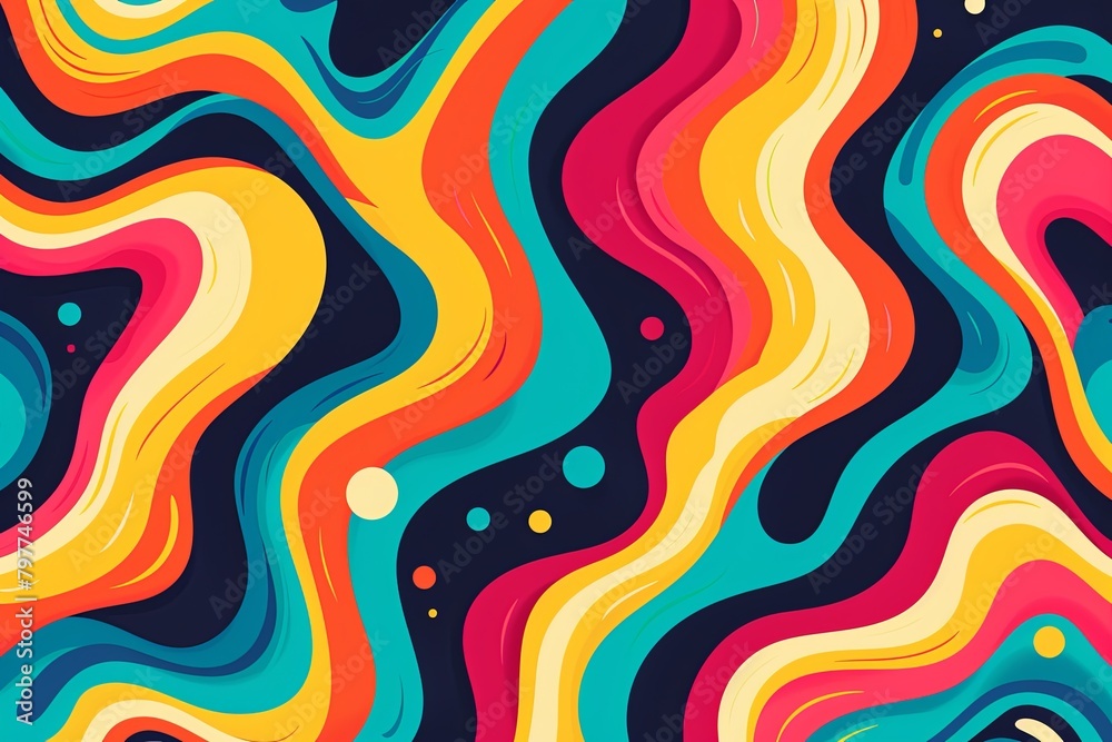 Psychedelic Waves: Retro Funk Music Cover in Vibrant 70s Colors Psychedelic Waves: Retro Funk Music Cover in Vibrant 70s Colors