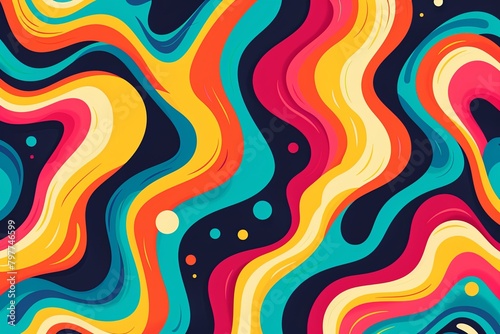 Psychedelic Waves: Retro Funk Music Cover in Vibrant 70s Colors