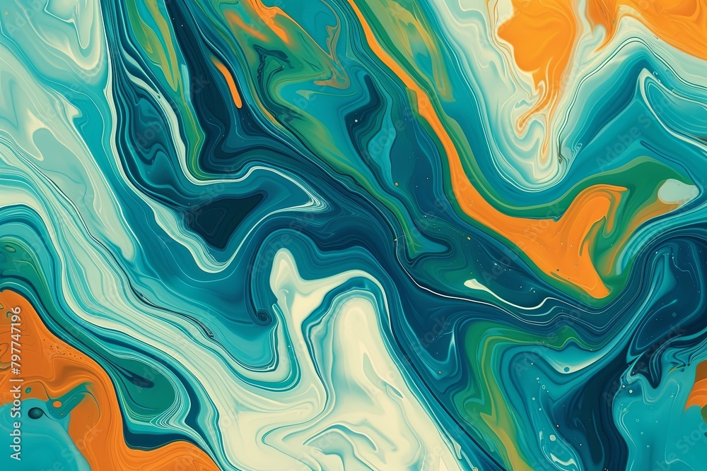 Fototapeta premium Dynamic Turquoise Blue Orange Vintage Gradient Art