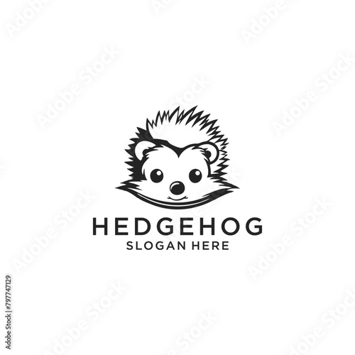hedgehog logo vector illustration  porcupine silhouette logo template 