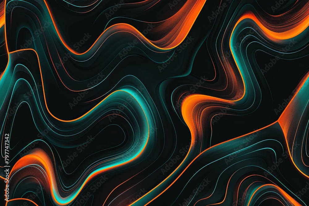 Vibrant Gradient Wave Liquid Texture: Orange Teal Retro 80s Psychedelic Pattern