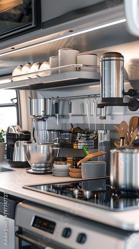 Essential Compact and Space-Saving Accessories for a Modern RV Kitchen Setting