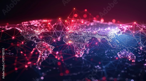 Global business connections on a digital map