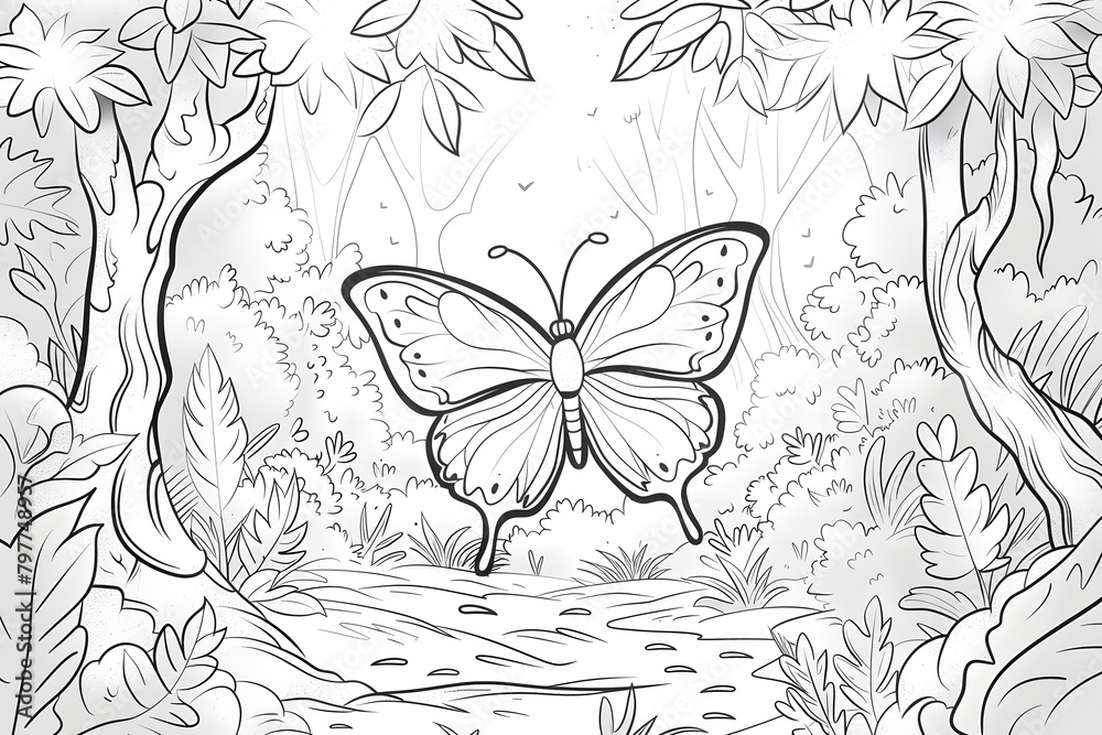 Fototapeta premium Educational Butterfly Coloring Page for Kids