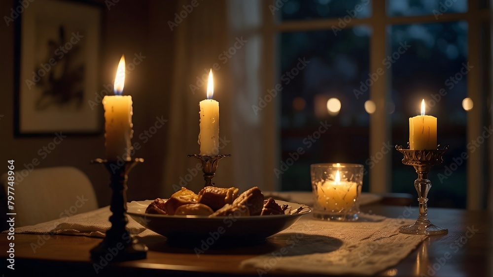 Romantic Atmosphere-Romantic Lighting With Candle, cinematic lighting, 