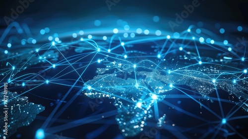 Global business connections on a digital map