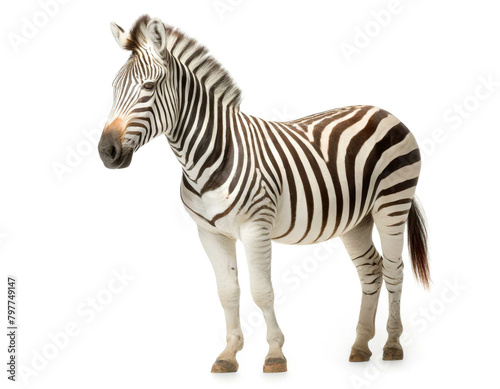 Zebra auf vier beinen isoliert auf wei  en Hintergrund  Freisteller