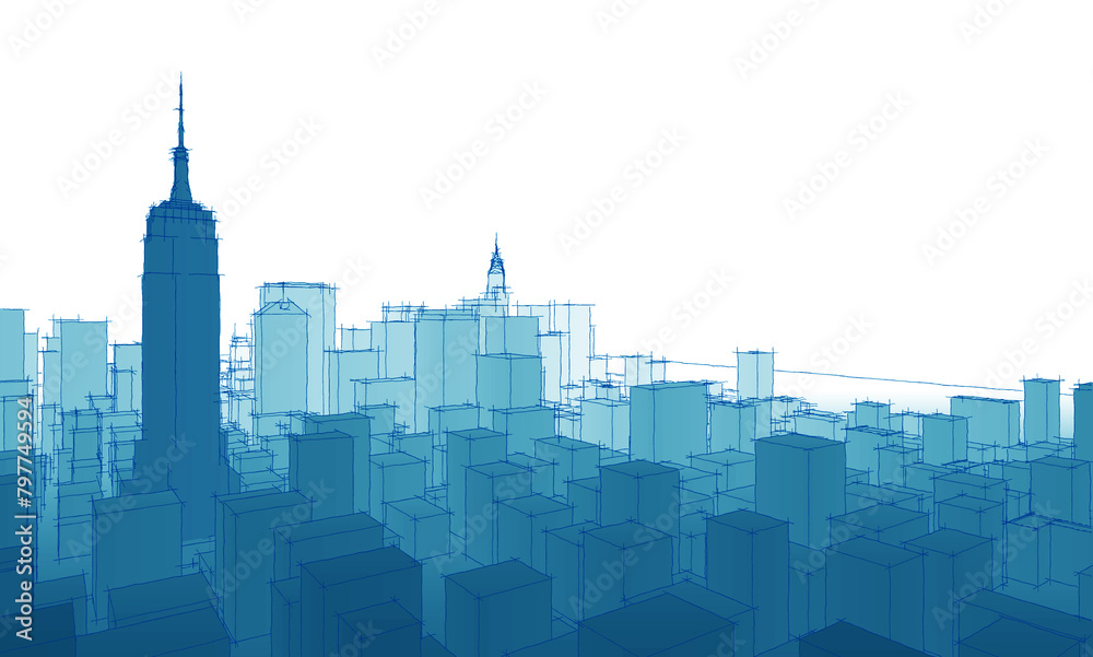 modern city panorama 3d illustration