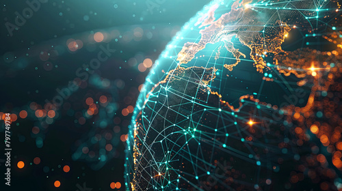 Global networking  abstract background . Modern tecnology shining illustration