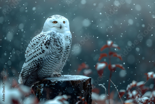 snowy owl on a branch photo