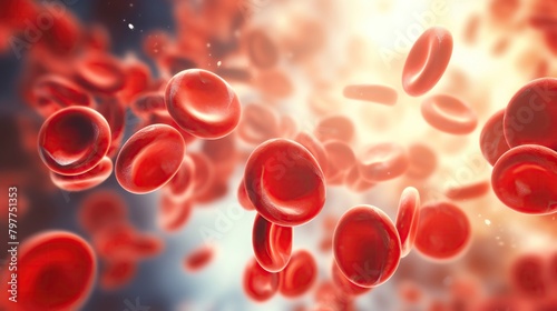 Wallpaper Mural Exploring the bloodstream: See erythrocytes and cholesterol in an artery, with a clear backdrop for medical information. The background is a close-up with space for adding text. Torontodigital.ca