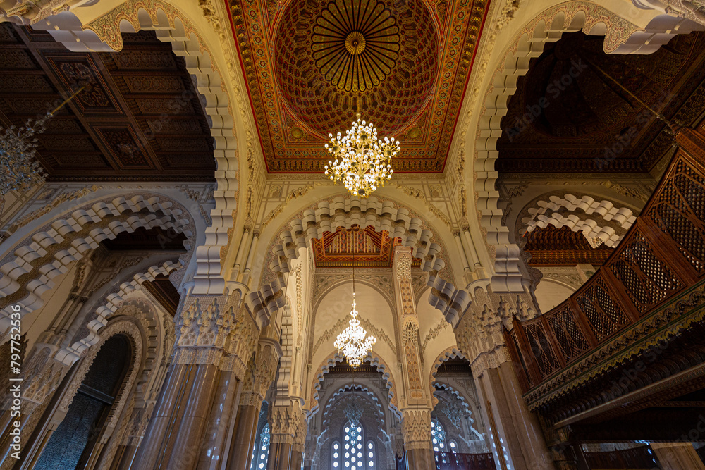 Interior of Hassan II Mosque in Casablanca
