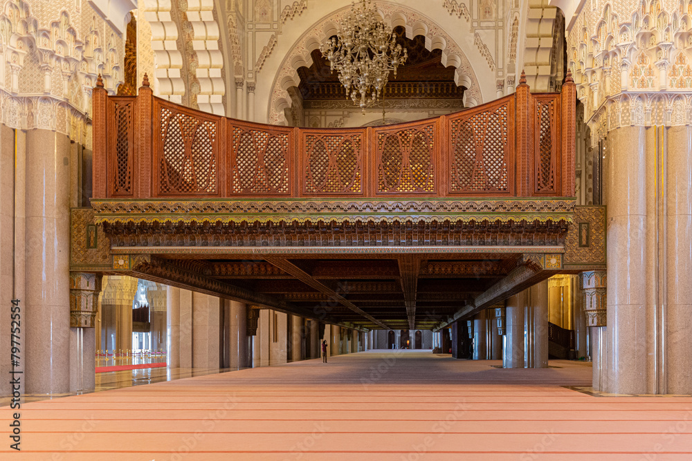 Interior of Hassan II Mosque in Casablanca