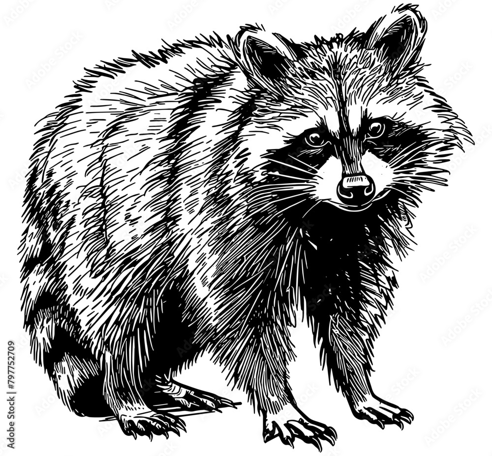 Fototapeta premium Illustration of a raccoon isolated