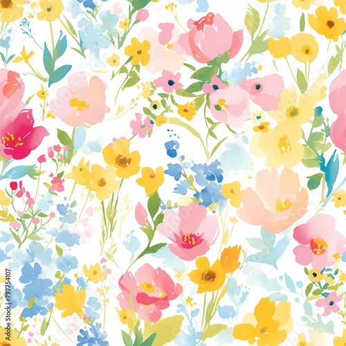 Vintage Floral Wallpaper Design with Elegant Roses and Blue Accents Vintage Floral Elegance. Design for background, graphic design, print, poster, interior, packaging paper © Flow_control